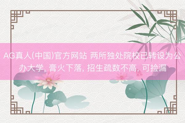 AG真人(中国)官方网站 两所独处院校已转设为公办大学， 膏火下落， 招生疏数不高， 可捡漏