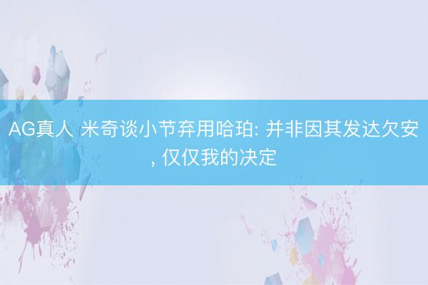 AG真人 米奇谈小节弃用哈珀: 并非因其发达欠安， 仅仅我的决定