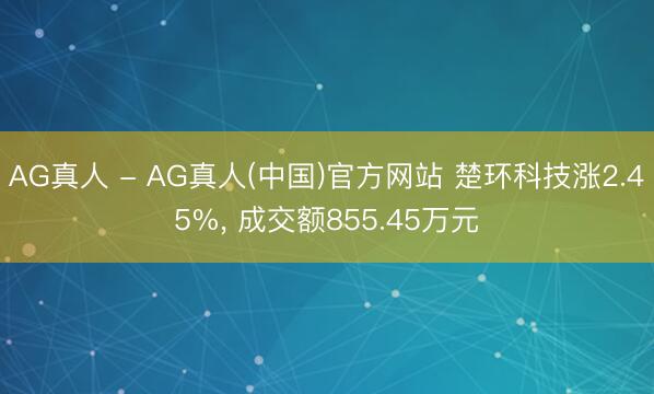AG真人 - AG真人(中国)官方网站 楚环科技涨2.45%， 成交额855.45万元