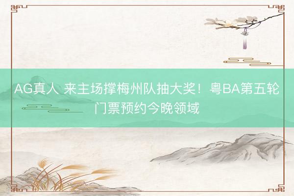 AG真人 来主场撑梅州队抽大奖！粤BA第五轮门票预约今晚领域